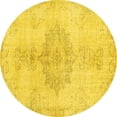 thumbnail image 1 of Ahgly Company Machine Washable Indoor Round Abstract Yellow Contemporary Area Rugs, 7' Round, 1 of 4