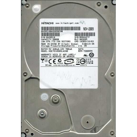 Hitachi HDE721050SLA330 MLC: BA3285 P/N: 0A39510 1TB