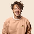 thumbnail image 4 of Dalix Pizza Embroidered Crewneck Fleece Sweatshirt Pullover Mens in Peach L Large, 4 of 5