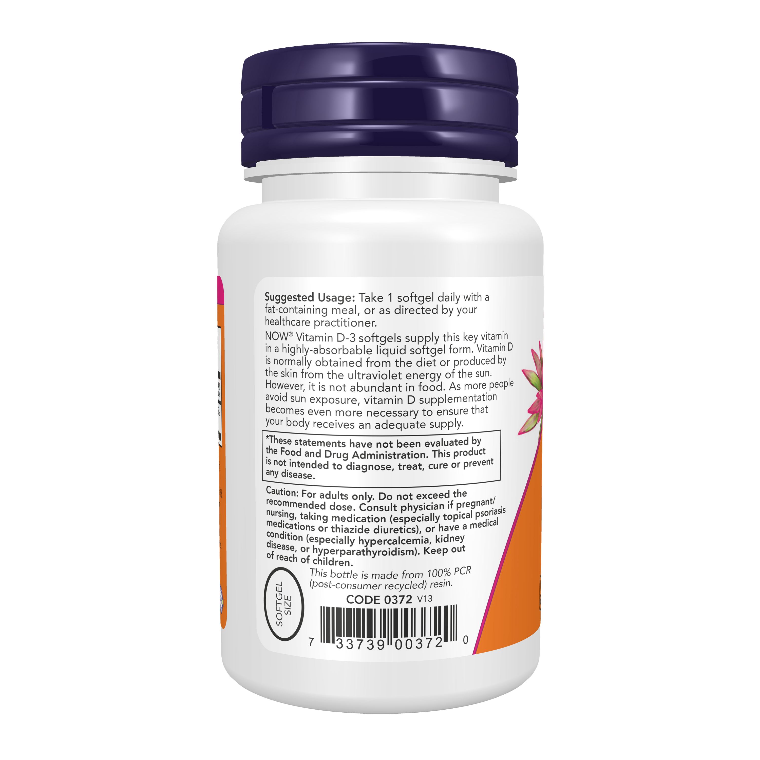 NOW Supplements, Vitamin D-3 5,000 IU, High Potency, Structural Support*, 120 Softgels - image 3 of 8