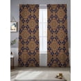 thumbnail image 2 of Art Floral Sheer Curtains 2 Panels Set Abstract Retro Brown Ornate Vintage Bohemian Design Sheer Window Curtains Light Filtering Rod Pocket Voile Drapes for Bedroom Living Room 52"X108", 2 of 8