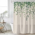 thumbnail image 6 of Green Vines Shower Curtain Set - Extra Long 72" x 96" Washable Bathtub Curtain with 12 Hooks, Retro Country Spring Pastoral Leaves Waterproof Fabric Stall Shower Curtains for Bathroom/Bathtub Décor, 6 of 6