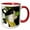 Red/White, variant on 3drose, a Ceramic Cow with a Yellow Sacrf and Green Nose with Black White, 11oz Mug