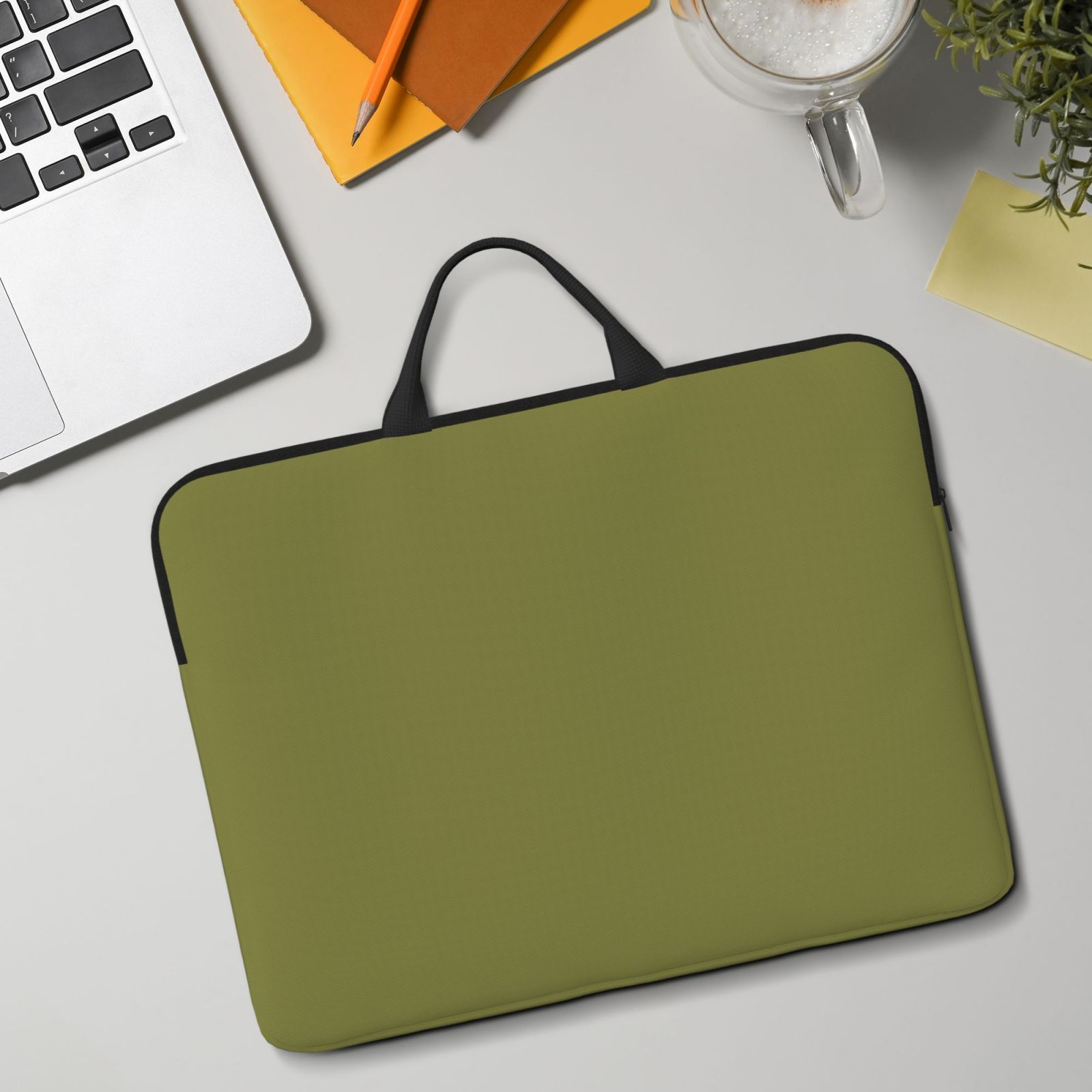 Laptop Sleeve Bag For Women Men 14inch Waterproof Durable Protective Computer Carrying Cover Handle Laptop Case Bag Army Green