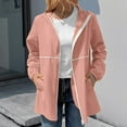 thumbnail image 2 of IROINNID Women's Mid-Length Zip Up Jacket Solid Color Long Sleeve Waterproof Outdoor Sports Casual Jacket, Pink, 2 of 6