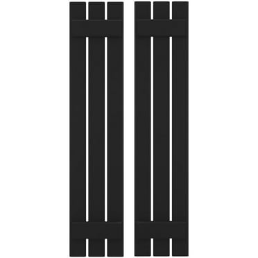 Ekena Millwork 11 1/2"W x 75"H Americraft Three Board (2 Batten) Exterior Real Wood Spaced Board-n-Batten Shutters (Per Pair), Black