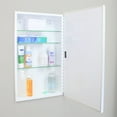 thumbnail image 3 of 16x26 Parker Metro Metal Framed Rectangle Recessed Bathroom Medicine Cabinet, Floating Mirror, 14x24 in-Wall Opening, Powder-coated Steel, Adjustable Glass Shelves, Magnet Close, Chrome, 3 of 5