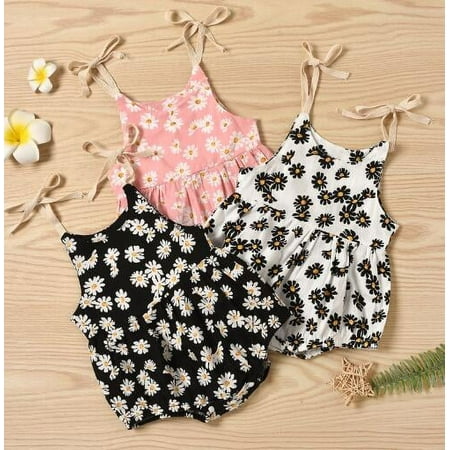 

Franhais Baby Girl s Romper Daisy Print Sleeveless Sling Bodysuit One-piece Suit
