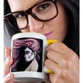 thumbnail image 2 of 3dRose, An image of a girl with pink hair and Day of the Dead make-up., 15oz Two-Tone Yellow Mug, 2 of 7