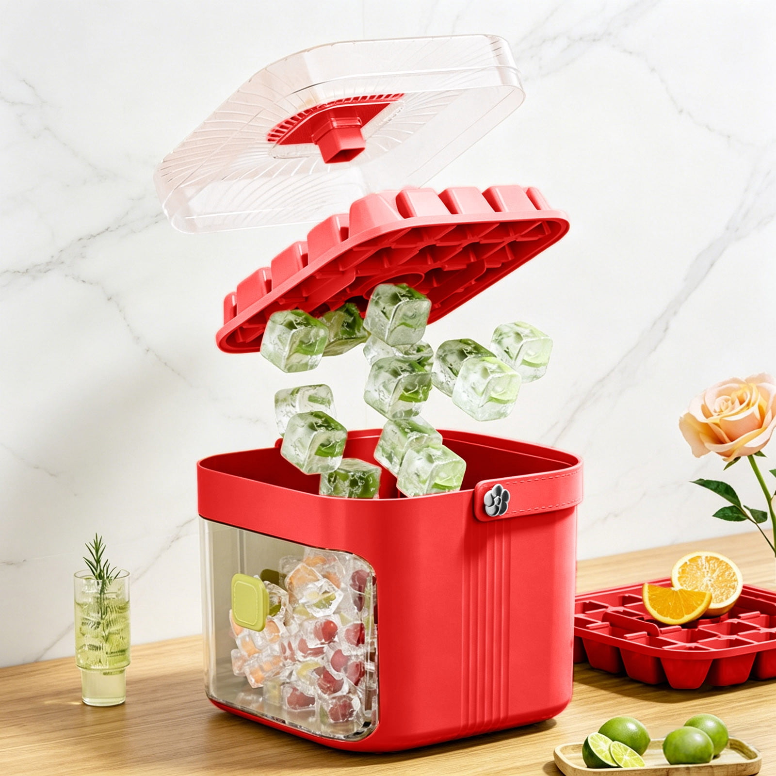 Efficient Tray With Secure Lid For Home Kitchen Bar And Outdoor Parties Compact Freezer Space Saving Design