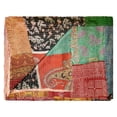 thumbnail image 3 of Taj Hotel Kantha Silk Throw 50x70 Handcrafted Cotton Patchwork India Decor, 3 of 5