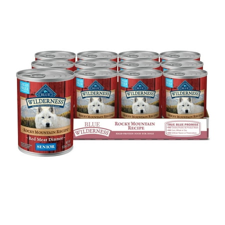Blue Buffalo Wilderness Rocky Mountain Recipe Senior Wet Dog Food, Red Meat Recipe, 12.5-oz Cans (12 Count)