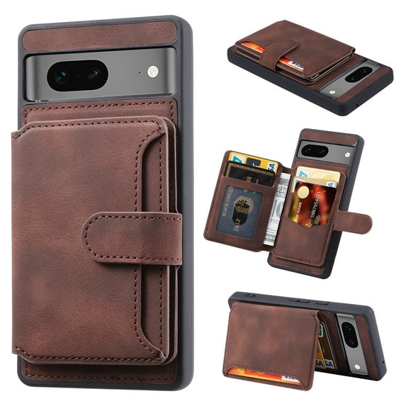 SaniMore Wallet Case for Google Pixel 7 Pro 6.7" 2022, Flip Cash Pocket Card Slots Kickstand PU Leather Skin Wear-resistant Retro Shockproof Anti-drop Cover for Google Pixel 7 Pro, Coffee