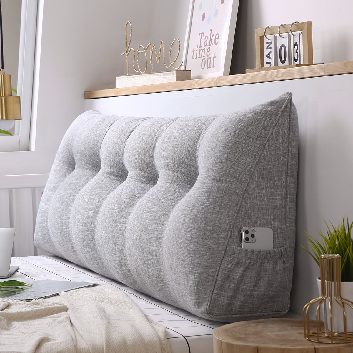 Backrest Bed Triangular Wedge Lumbar Pillow Support Cushion  Rest Headboard 31' 