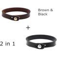 thumbnail image 2 of Pulsera de cuero genuino para hombre - Pulsera de cuero ajustable hecha a mano estilo punk, pulsera de cuero para hombre, negra y marrón, 2 of 5