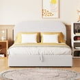 thumbnail image 2 of Full Size Lift Up Storage Bed Frame with Hydraulic Storage System, Teddy Fleece Upholstered Platform Bed with Headboard for Bedroom, No Spring Box Needed, White, 2 of 7