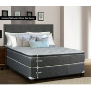 WAYTON, 13-inch Fully Assembled Medium Plush Pillow Top Innerspring Mattress and Wood Box Spring/foundation Set / 74x48 / Grey And White Color