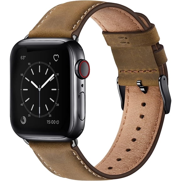 EIKODO-Leather Bands Compatible with Apple Watch Band 49mm 45mm 44mm 42mm for Men Women, Top Grain Genuine Leather Replacement Strap for iWatch Ultra 2, Ultra, SE2, SE, Series 9 8 7 6 5 4 3 2 1