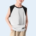 thumbnail image 2 of HAiming Boys Tank Tops Sleeveless Color Block Comfy T Shirts Workout Loose Casual Scoop Neck Athletic Tee Vacation Kids Tops 3-14 Years, 2 of 8