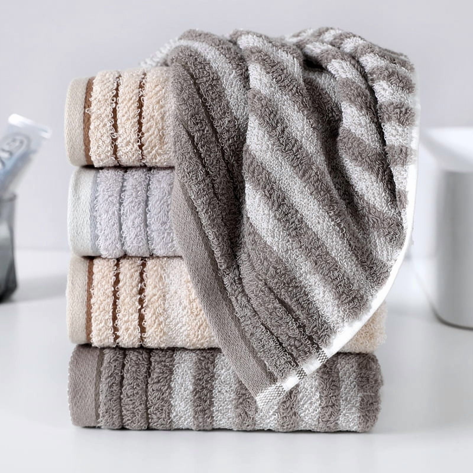 Zhuge 6-Pack Khaki Quick Dry Face Towels 34×72cm, Premium Cotton Soft Absorbent Washcloths, Reusable Bathroom Towels for Daily Shower & Facial Care