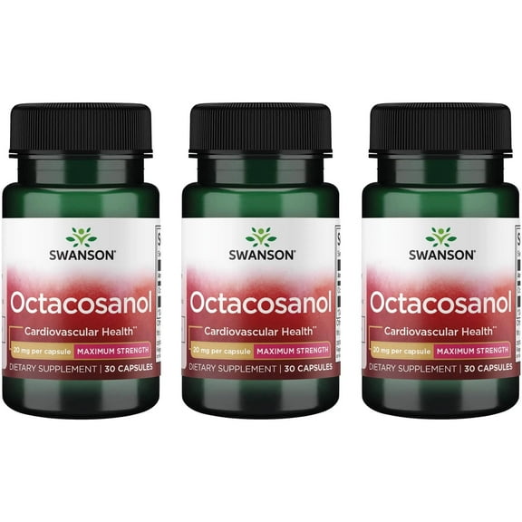 Swanson Maximum-Strength Octacosanol 20 Milligrams 30 Capsules (3 Pack)