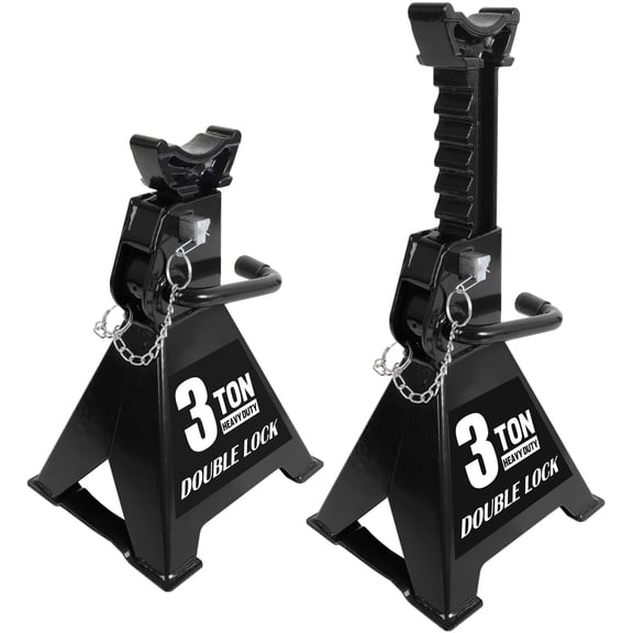 BLACK JACK Steel Heavy Duty Jack Stands: Double Locking Pins, 3 Ton (6,000 lb) Capacity, Black, 1 Pair