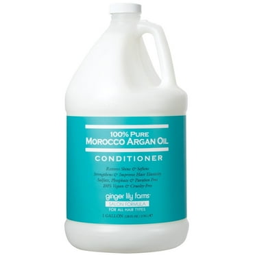Ginger Lily Farms Salon Formula 100% Pure Morocco Argan Oil Conditioner for All Hair Types, 100% Vegan & Cruelty-Free, 1 Gallon (128 fl oz) Refill