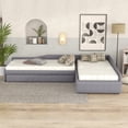 thumbnail image 2 of Bellemave L-Shaped Daybed with Trundle and Drawers, Double Twin Size Upholstered Sofa Bed with Storage, Twin Daybed Frame for Livingroom or Bedroom, Gray, 2 of 14