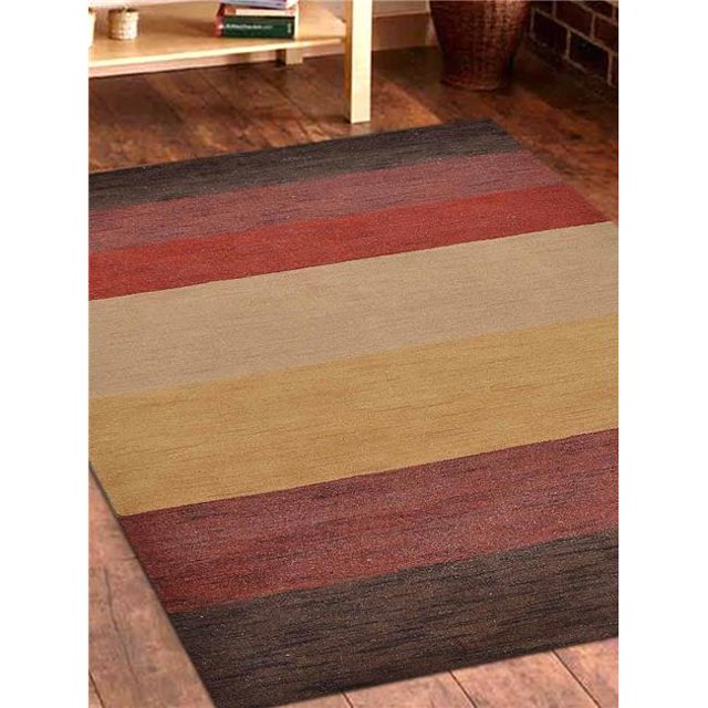 6 x 9 ft. UBSL00098 Hand Knotted Gabbeh Wool Contemporary Area Rug, Brown & Red
