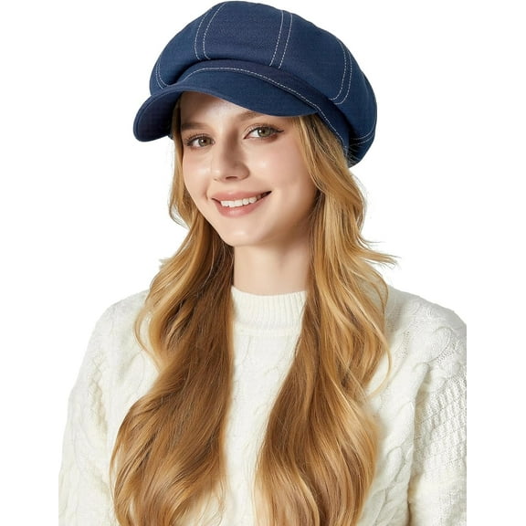 DOVACKA Women Denim Newsboy Hats Cotton Casual Cabbie Hat Stylish Beret French Cap Paperboy Caps
