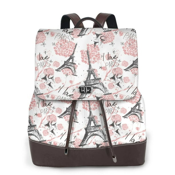Fotbe Paris Mochila Bolso con Estampado para Mujer, Mochila Antirrobo de Nylon Impermeable, Bolsa Ligera de Hombro