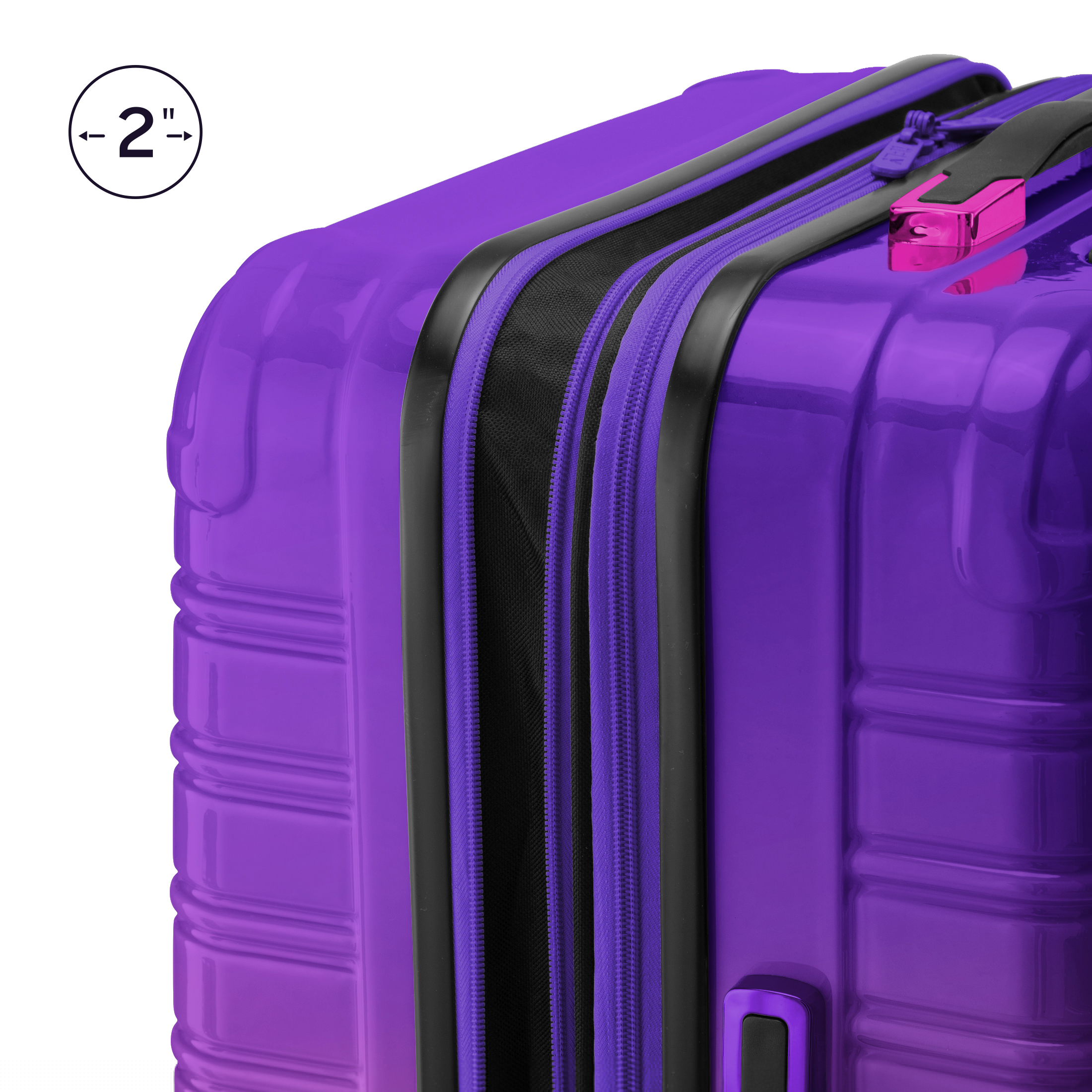 thumbnail image 6 of iFLY Fibertech 20" Hardside Carry-on Suitcase – Expandable Spinner Luggage for Travel, Midnight Berry, 6 of 11