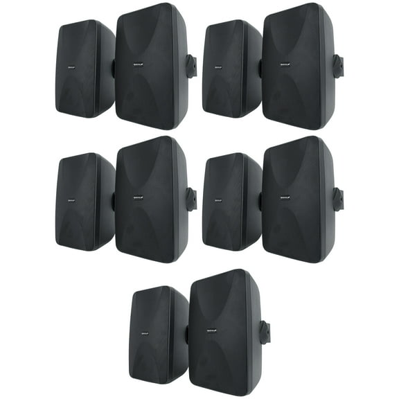 10 Rockville WET-6525B 6.5" 70V Commercial Indoor/Outdoor Wall Speakers in Black