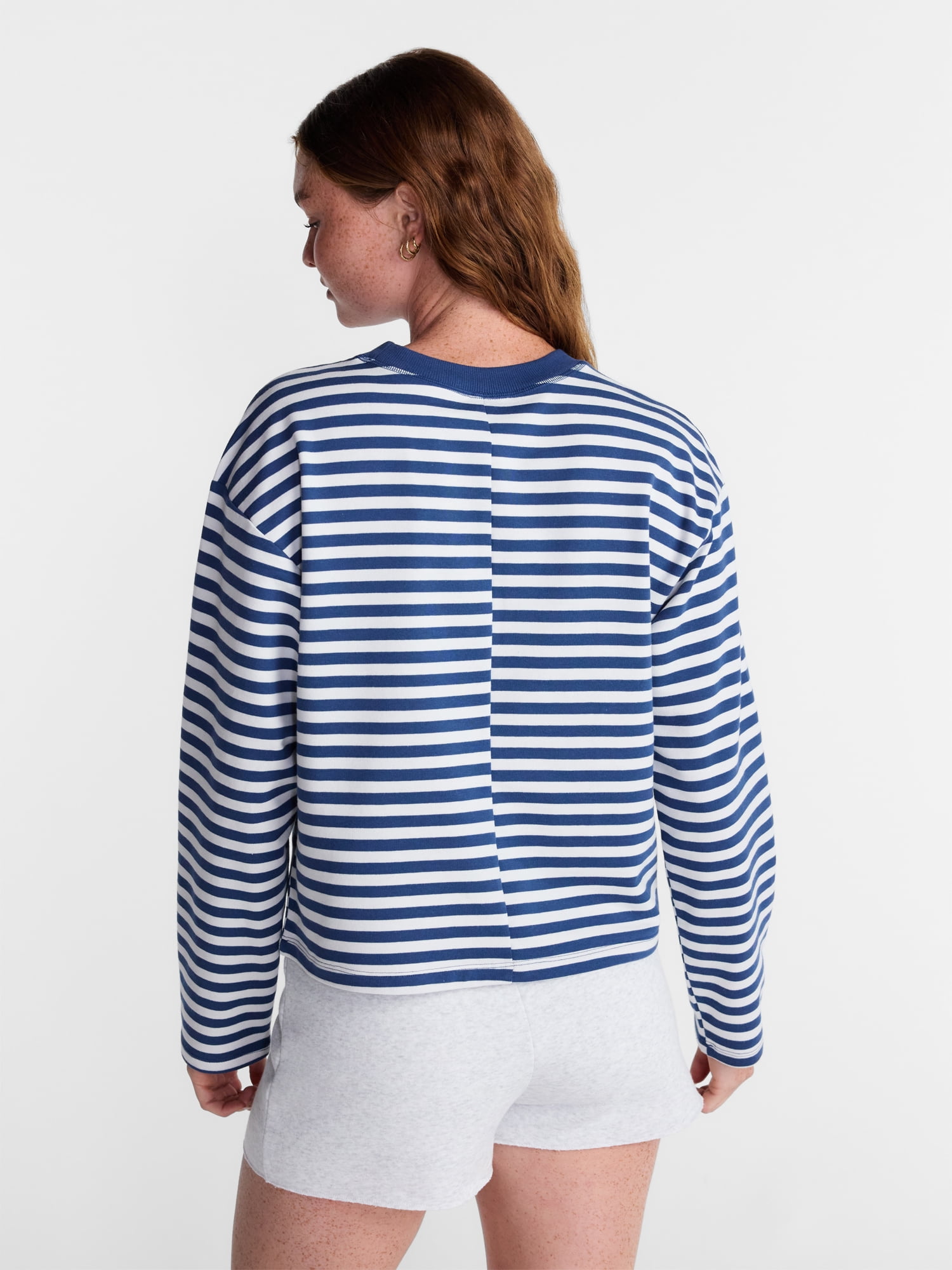 No Boundaries Oversize LS Stripe Tee, Women’s Sizes XXS-XXL