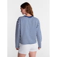 thumbnail image 3 of No Boundaries Oversize LS Stripe Tee, Women’s Sizes XXS-XXL, 3 of 5