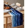thumbnail image 6 of Ldtrchee Blue Marble Table Runner 60 Inches, Abstract Wave Lines Crack Gradient Bed Runner Dresser Scarves Tabletop for Indoor Outdoor Parties/Ceremony/Banquet, 13" x 60", 6 of 8