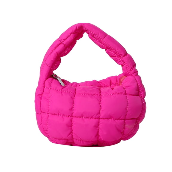 AOMRCOL Mini Puffy Quilted Handbag Soft Puffer Tote Bag for Women Cute Wrist Bubble Bag Lightweight Nylon Clutch Purse