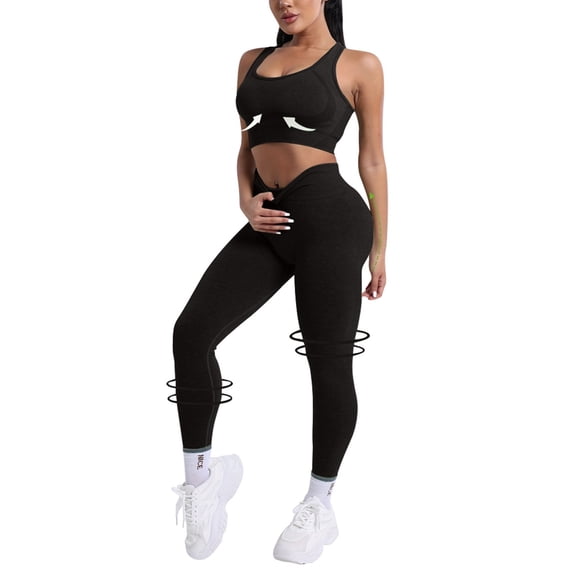 Pilates Outfits Workout Sets for Women Seamless High Waist Leggings and Yoga Crop for Athletic Gym 2 Piece Set Excellent Stretch for Freedom