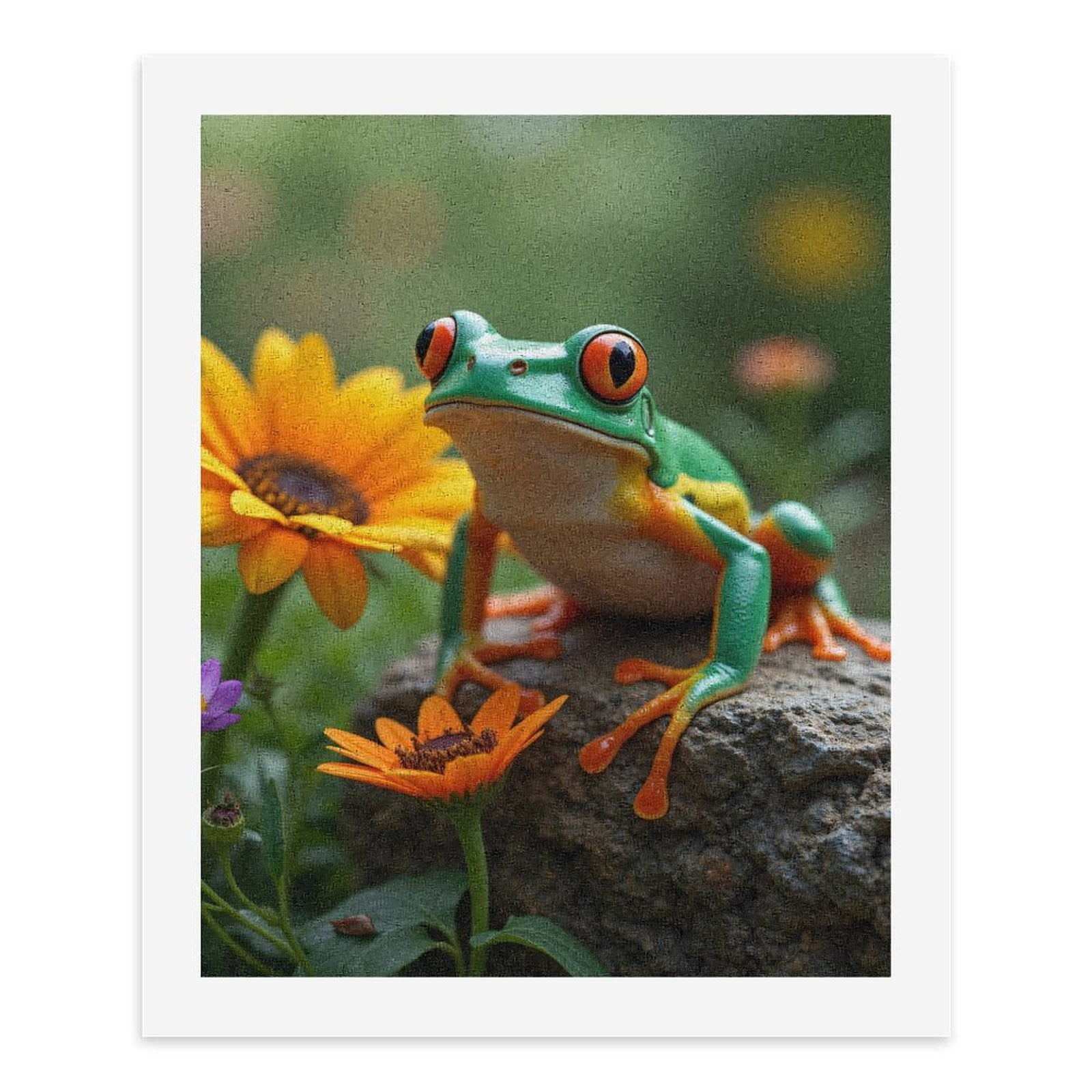 Paint By Numbers Kit for Adults Beginner - DIY Frog On Rock With Colorful Flowers Canvas Painting Kits for Adults, Frameless Paint By Number for Adults for Home Wall Decor 16x20 Inch