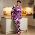 thumbnail image 3 of DORKASM Men's Halloween Pajamas Sets 2 Piece Long Sleeve Loungewear | Breathable Pj Shirts & Soft Cozy Halloween Pajama Pants with PocketsPumpkin Graphic Sleepwear Purple XL, 3 of 5