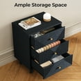 thumbnail image 3 of May in Color 3-Drawer Nightstand Set of 2 with Solid Wood Legs and Gold Handles, Wooden Storage Nightstand Side Table, Accent Chest of Drawers for Bedroom, Living Room, Entryway, Black, 3 of 9