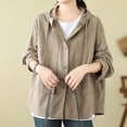 thumbnail image 2 of Tops de verano para mujer,Chaqueta con capucha de color liso para mujer, top informal de manga corta, poliéster, ligera y cómoda, uso diario, sopatenor, 2 of 9
