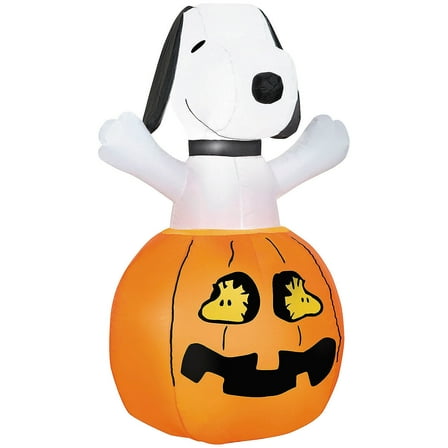 Peanuts Snoopy Pumpkin Woodstock Halloween Inflatable - Orange Small