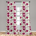 thumbnail image 5 of Ambesonne Pink and Green Curtains, Circles Spots, Pair of 28"x63", Dark Pink Green Black, 5 of 5