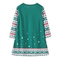 thumbnail image 3 of NAISIBABY Girls Long Sleeved Dresses, Crewneck Christmas Prints Cotton Casual Playwear Basic Shirt Dresse Green 8-9T, 3 of 3