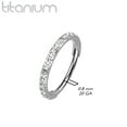 thumbnail image 2 of Titanium Hinged Segment Hoop Nose Ring 20 Gauge Outward Facing CZ Gem, 2 of 5