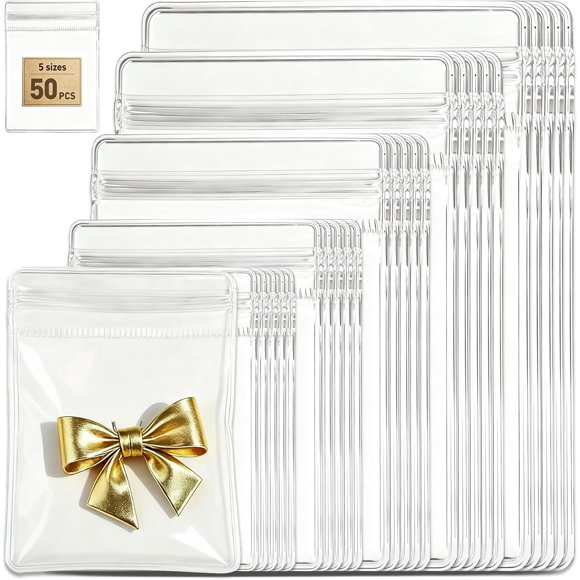 150 bolsas de almacenamiento de joyas, bolsas transparentes de PVC resellables para joyas, bolsas de plástico para joyas con cierre autosellante, bolsas antideslustre para anillos, aretes, pulseras y