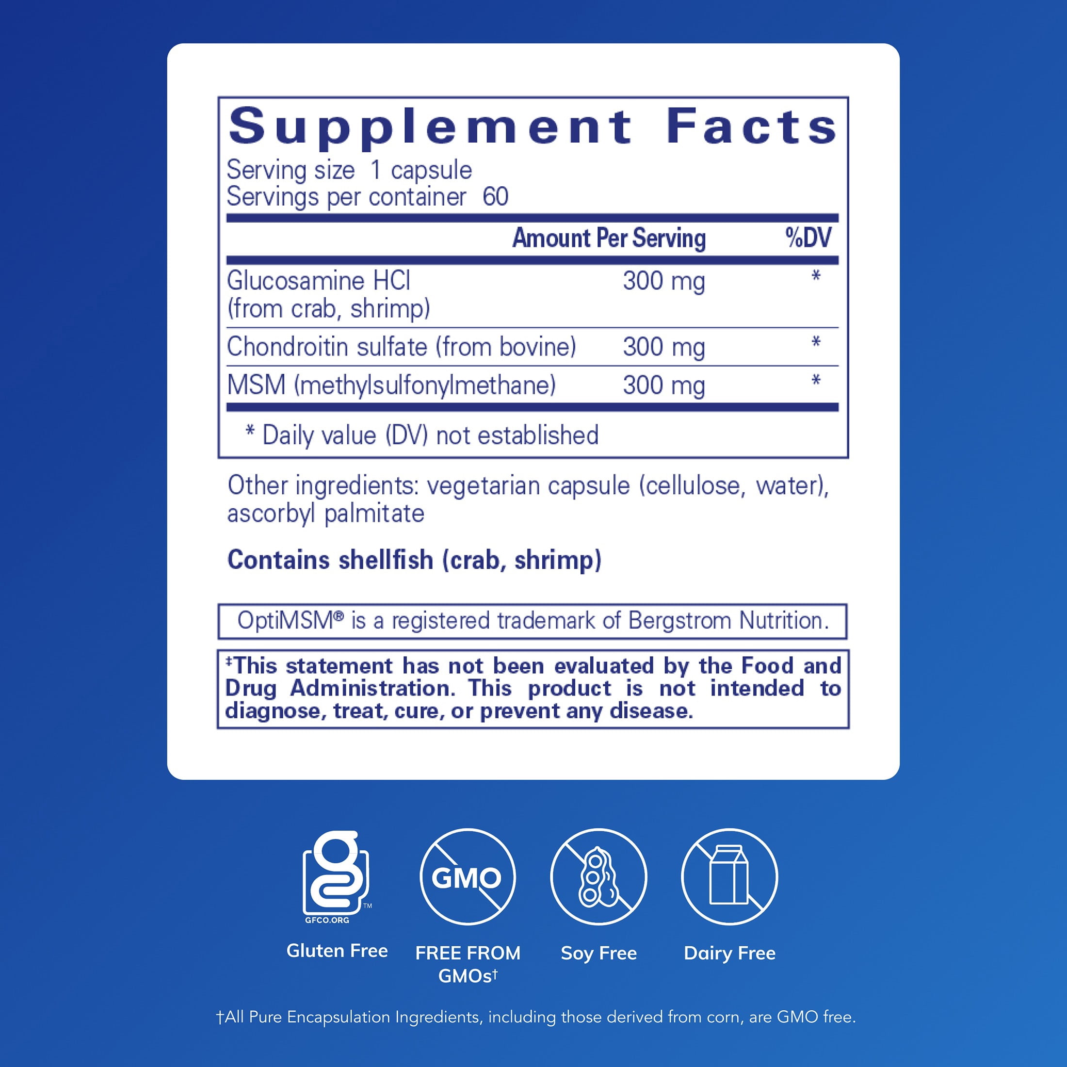 Pure Encapsulations Glucosamine Chondroitin with MSM - Supports Joint Health & Normal Cartilage Formation* - Maintains Enzyme Activity - Gluten-Free & Non-GMO - 60 Capsules