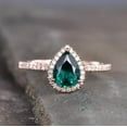 thumbnail image 2 of Emerald Stackable Band Ring Wedding Engagement Ring Halo Ring 925 Sterling Silver Rose Gold Plated Gemstone Jewelry For Women Gift, 2 of 5