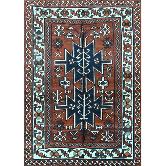 Ahgly Company Indoor Rectangle Persian Light Blue Traditional Area Rugs, 8' x 12'